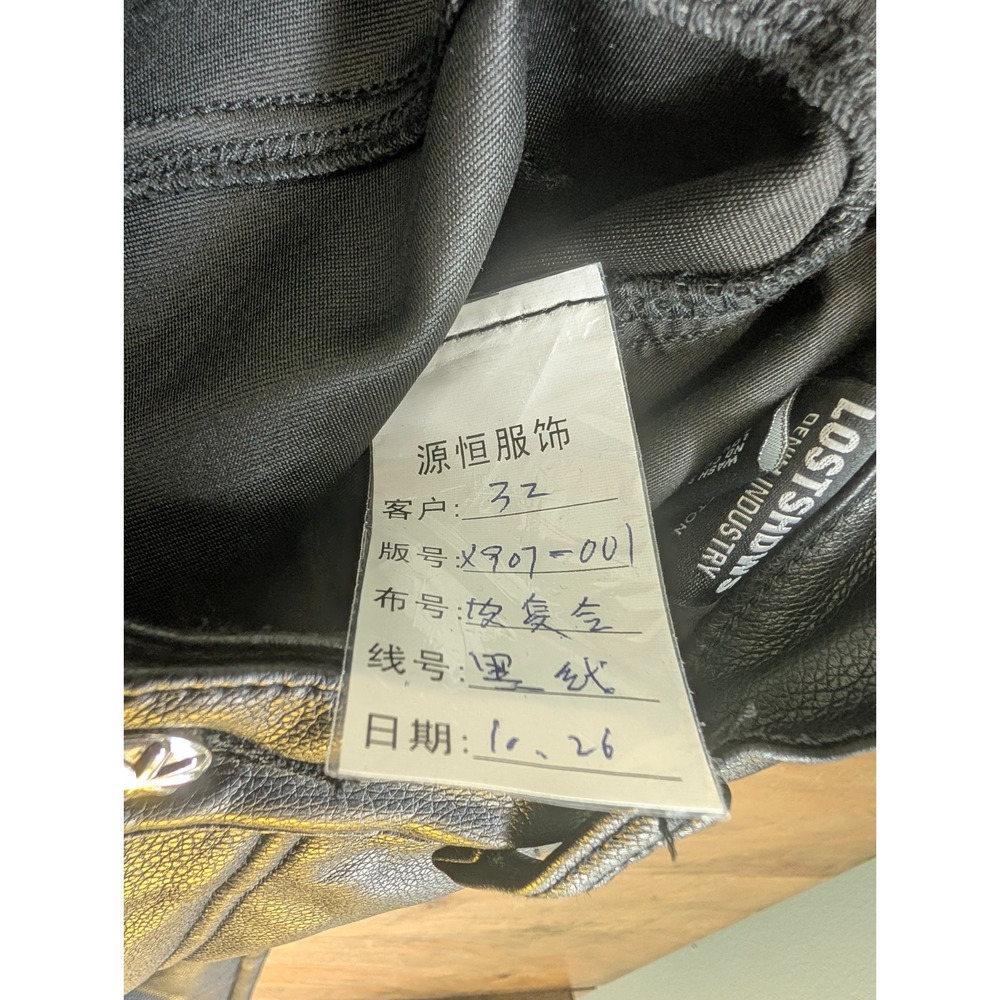 NWT LOSTSHDWS Leather Pants Mens 30 Black Graphic Sun Logo 5-Pocket Straight Leg - Picture 5 of 6